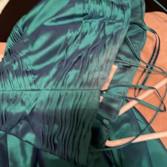 MARISA BARATELLI SHARKSKIN GREENISH BLUE GOWN